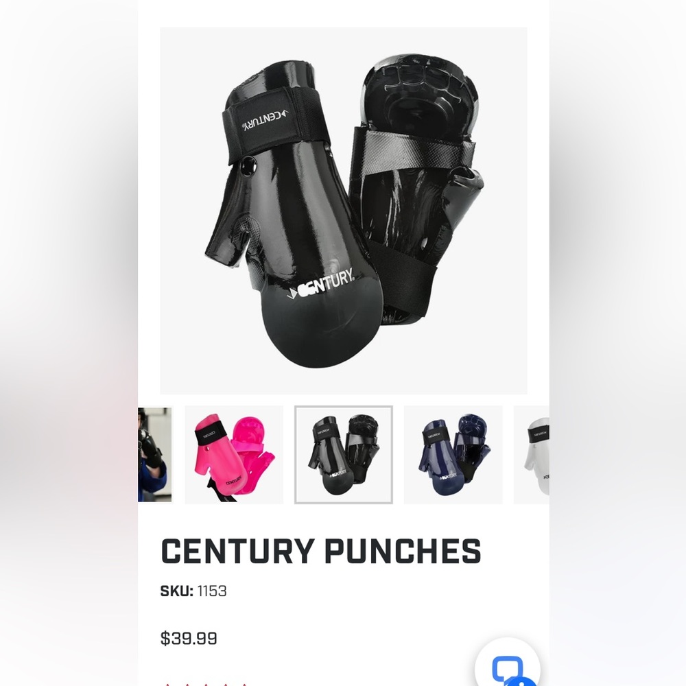Century Punches- gloves for Karate, boxing, martial arts, size youth